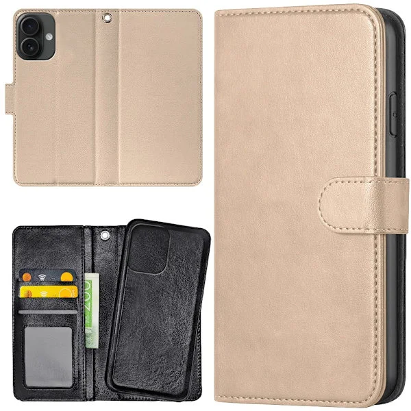 iPhone 16 - Plånboksfodral/Skal Beige
