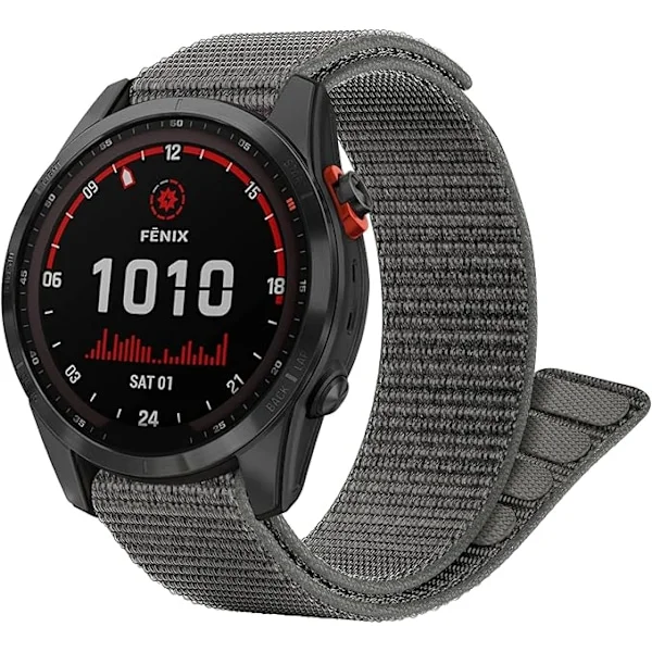 Kardborreband för Garmin Fenix 7S/ Fenix 6S/Fenix 5S, 20 mm justerbart flätat nylonarmband armband grå