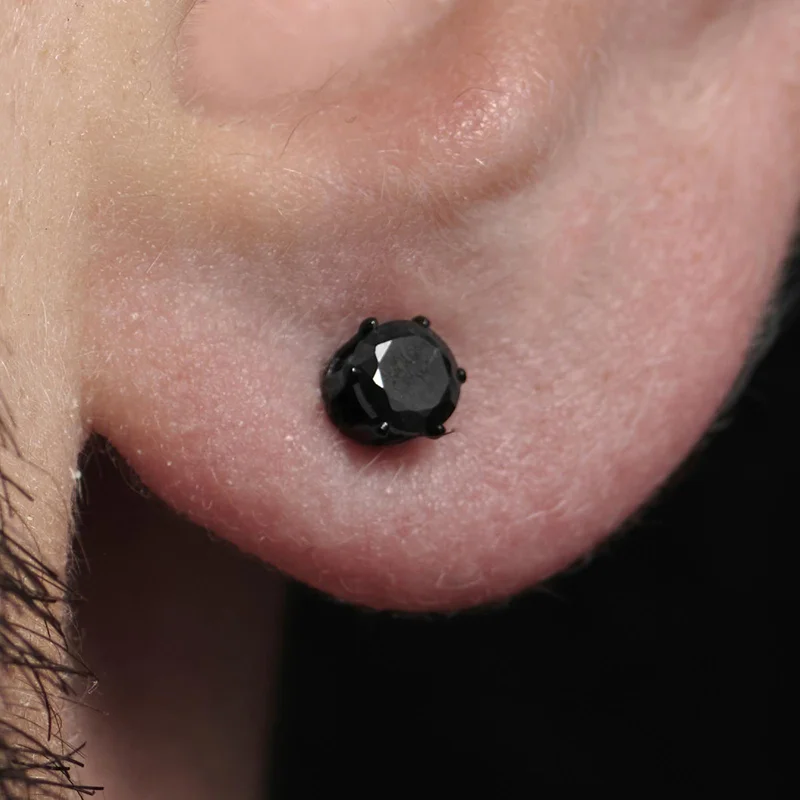 Blackness 4mm Zircon Earring for Men - Stud earrings
