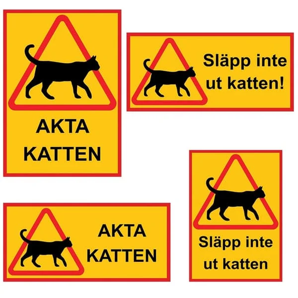 Katteskilt / Varselskilt Katt - Skilt - Velg Størrelse MultiColor
