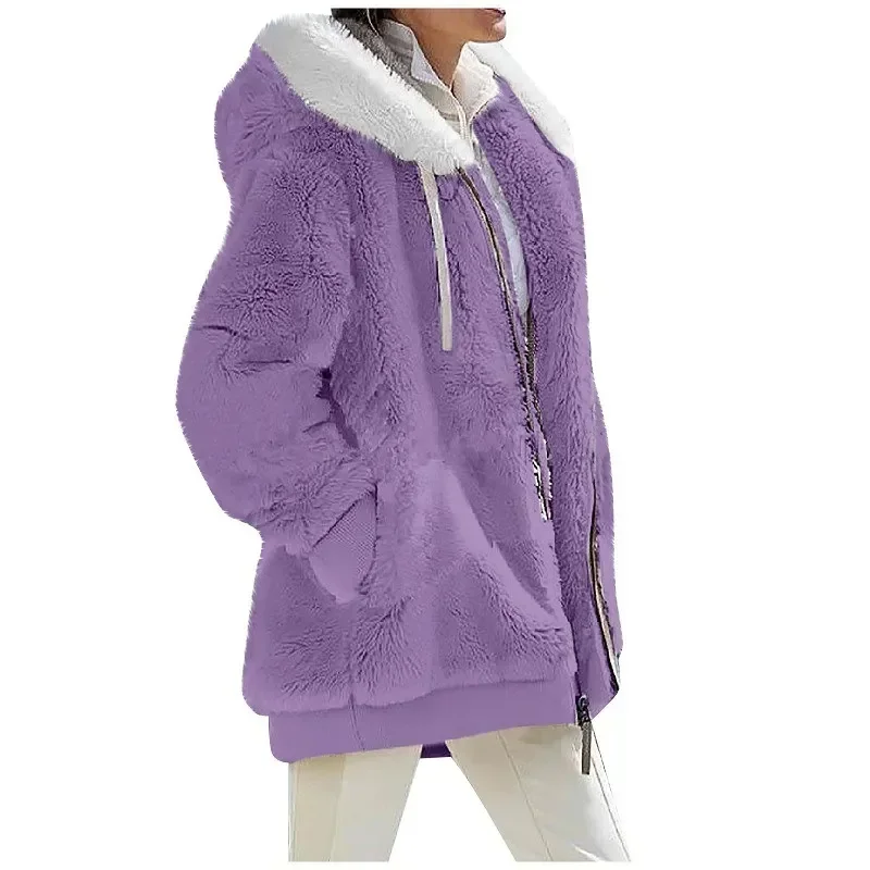 AliExpress - Herbst Winter Mode Damen mantel neue lässige Kapuze Reiß verschluss Dame Kleidung Kaschmir weibliche Fleece jacke einfarbige Damen mäntel