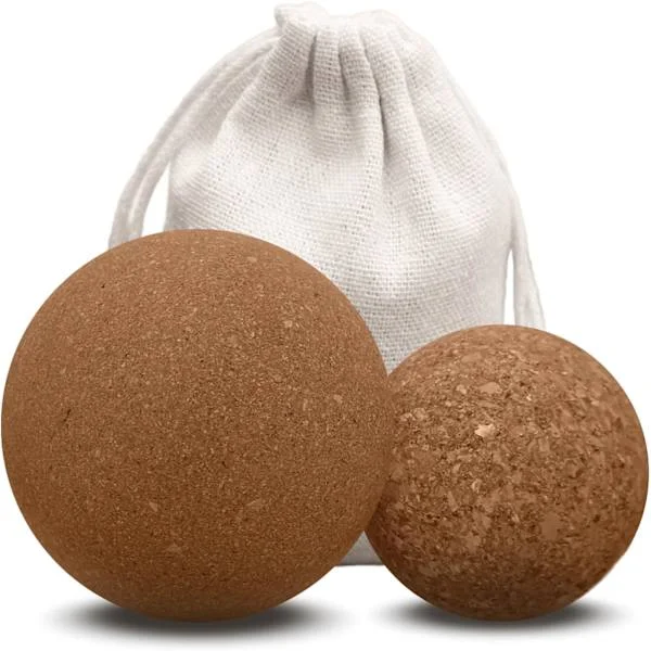 Massageboll kork fascia boll set 6 och 8 cm fot fascia boll miljövänlig bärbar kork halv boll lämplig för rygg nacke fotmassage