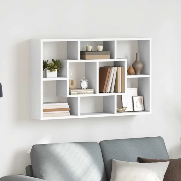 vidaXL Vägghylla vit 85x16x52,5 cm konstruerat trä