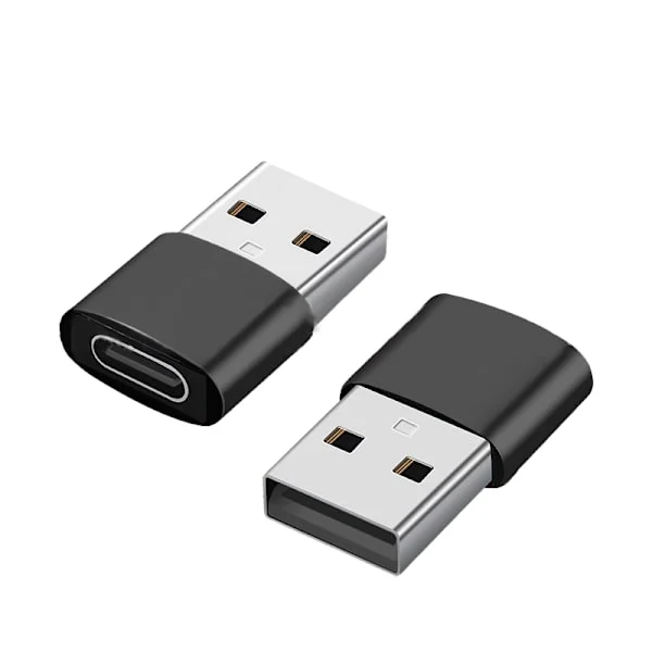 2-pack USB-C till USB-adapter för dataöverföring och laddning Black