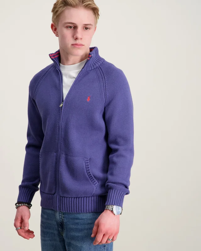 Polo Ralph Lauren Cotton Full-Zip Sweater Blå Tröjor Kille - Kids Brand Store