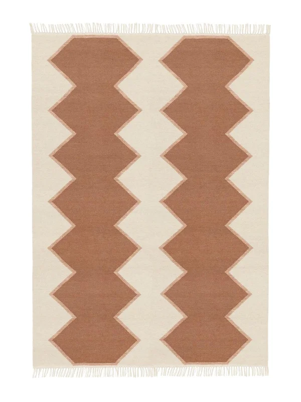 Dakota Rug - Natural White/Rust Red 160X230 Wool, Rustic Style