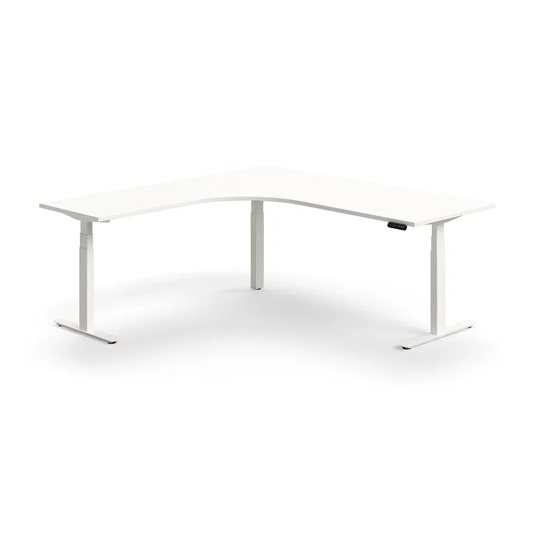 Standing desk QBUS, dual motor, L-shaped, 2000x2000 mm, white frame, white