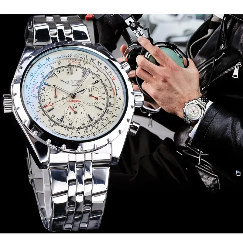 AliExpress - JARAGAR montre mécanique pour hommes montre de luxe grand cadran calendrier semaine affichage lumineux en acier inoxydable hommes montre 