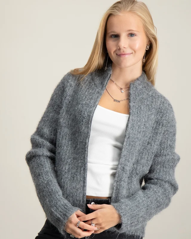 LMTD NLFNULO LS SHORT KNIT CARDIGAN Grau Pullover Mädchen - Kids Brand Store