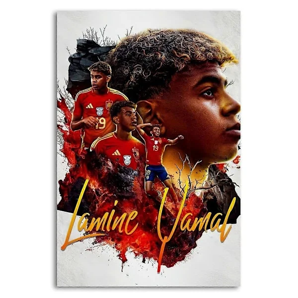 Euro Soccer Star Lamine Yamal Sisustustaulu Lahja Julisteet Seinätaide Lahjat Makuuhuoneeseen Toimistoon Olohuoneeseen Täydellinen Mihin Tahansa 