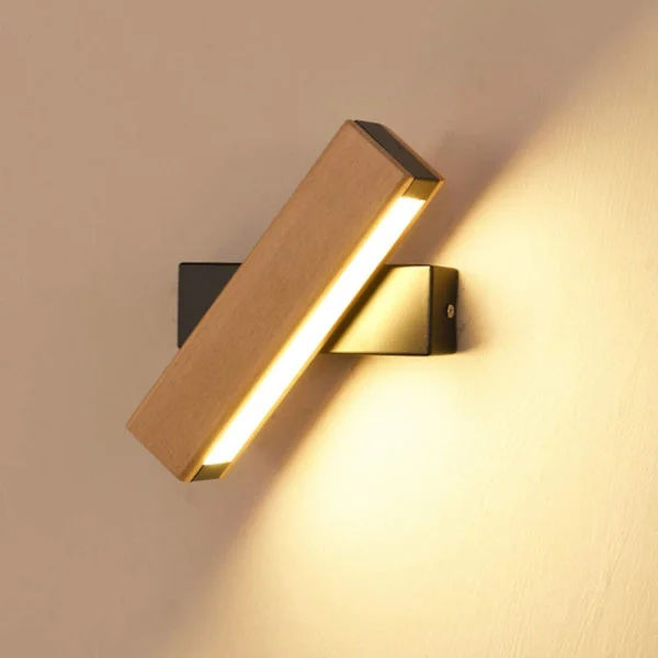 Rotating LED Wall Lamp Indoor Warm White Black Base Bedside Lamp for Bedroom Living Room Hallway Staircase Hotel Bathroom