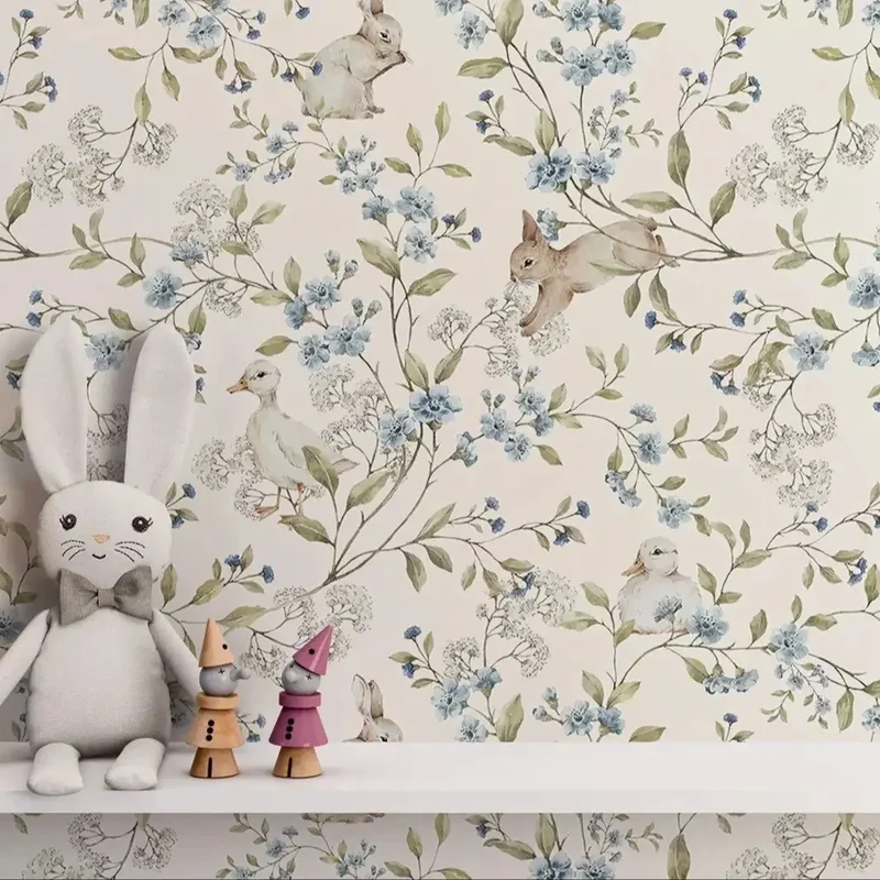 AliExpress - Papier peint lapin et canard, papier peint pelable et collé avec animaux mignons pour pépinière, papier peint Design oiseau pour enfants