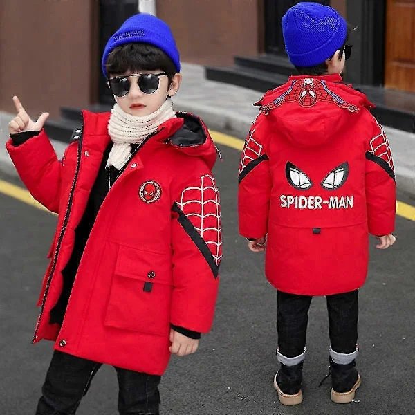 Spider-Man Hooded Jacka Barn Varm Vinterjacka 110cm (3-4 år) 110cm(3-4 år) Röd