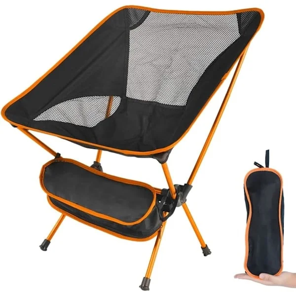 Foldable Camping Chair Ultralight, Portable Backpack Chair, Heavy Duty 135kg Capacity, Outdoor Chairs with Carry Bag for Camping, Garden