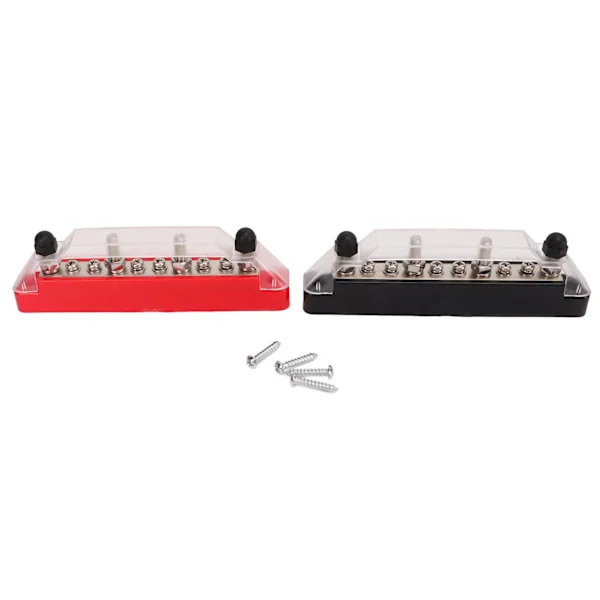 Strømfordelingsblok 10 Terminal 48V 150A M6 Stud M4 Skrue Samleskinne til Bil Båd med 4PCS M6 Studs 6PCS M4 Skrue