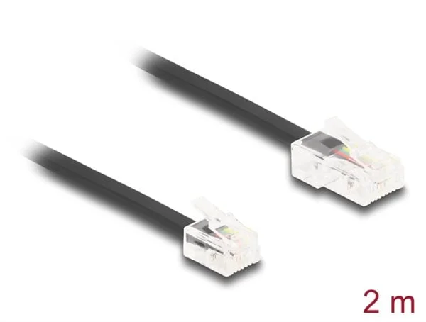 Delock telefonkabel RJ45-plugg til RJ11-plugg svart 2 m