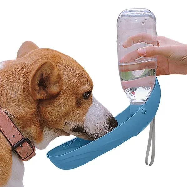 Dog Water Bottle, 550ml Portable Water Dispenser, Outdoor Pet Dog Water Bottle for Hiking, Travel, Camping - Blue