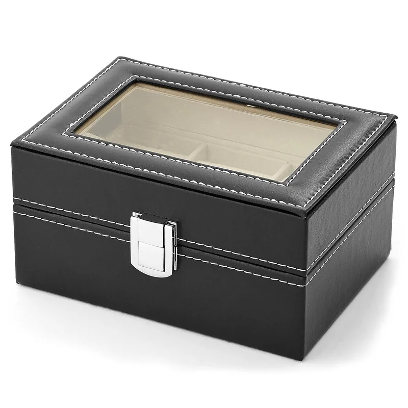 Black Leather Case - 3 Watches for Men - Watch boxes