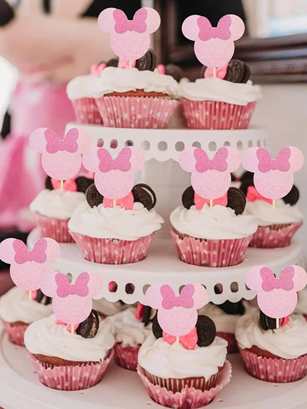 AliExpress - Décorations de gâteaux en forme de souris, mini décorations de cupcakes en papier avec nœuds étincelants, décorations de gâteaux de 