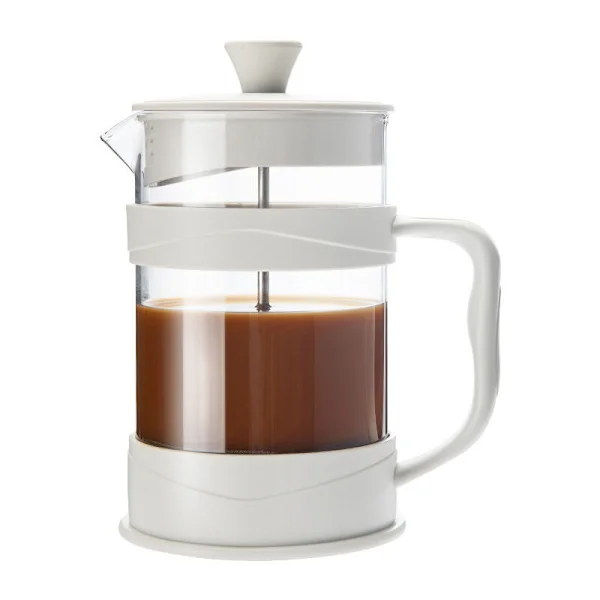 Fransk press kaffetrakter 12 Oz, hvit kaffepresse te kaffetrakter med borosilikatglass kald brygging og varm brygging kaffe