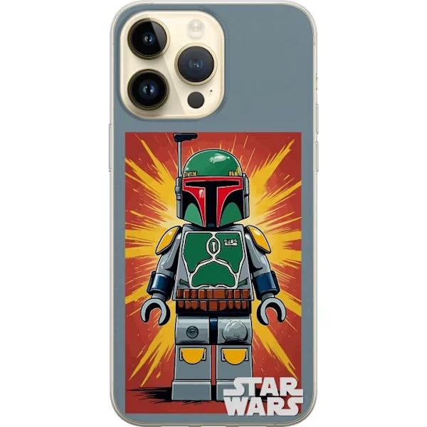 Kompatibelt Mobildeksel til Apple iPhone 15 Pro Max Sci-fi inspirert figur i blokkstil med fargerik bakgrunn og retrofølelse