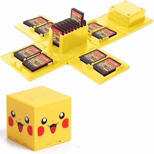 Spilopbevaringsboks til Nintendo Switch - Switch-spilkortholder, spilopbevaringskube, spilkortarrangør til Nintendo Switch med 16 spilkortslots