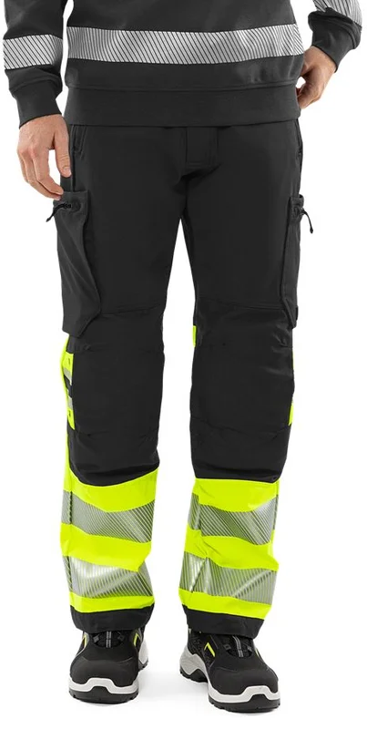 Arbetsbyxor Fristads Herr Varselbyxa Green stretch 2647 GSTP, klass 1, Varsel Gul/Svart Arbetskläder