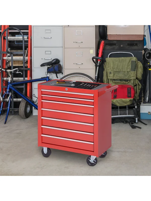 AliExpress - DURHAND Carro de Herramientas con 7 Cajones y Ruedas Caja Plus Taller Cerradura tipo Mueble de Almacenamiento 69x33x75cm Rojo