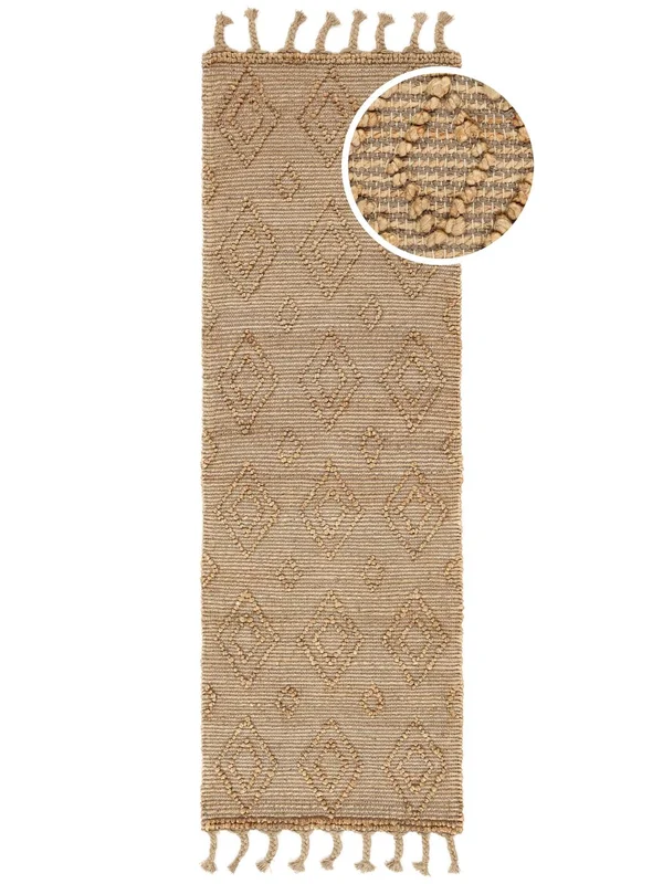 Tuve 80X250 Pequeño Beige Pasillo Alfombra De Yute