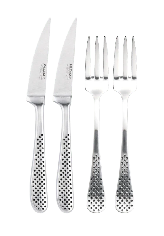 Global Bestick 2 gaffel, kniv Silver 4-PACK