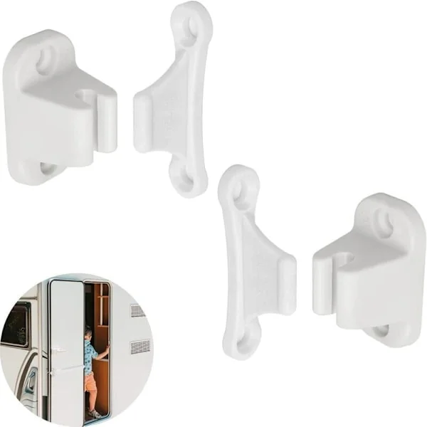 Caravan and Motorhome Door Lock, 2-Pack, White Door Lock, Service and Storage Door, RV Door Security