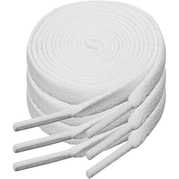 3 par hvide snørebånd, hvide snørebånd til sneakers, 8 mm brede sneakers snørebånd, hvide snørebånd
