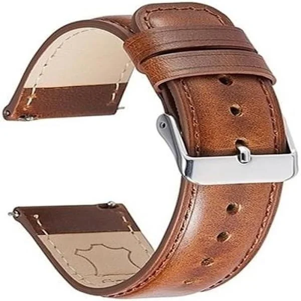 Ekte skinn klokkereim hurtigutløser brunt armbånd ekte skinn klokkereim - 20mm