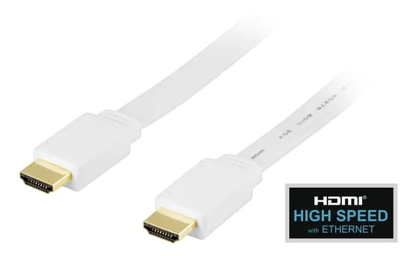 Flat HDMI cable, HDMI High Speed with Ethernet, 0.5m, white