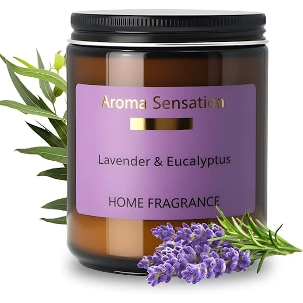 Lavendel Glass Duftlys. Damegave, aromaterapi romduft. Naturlig soya, brenner opptil 80t, 200g. Avslappende og langvarig.