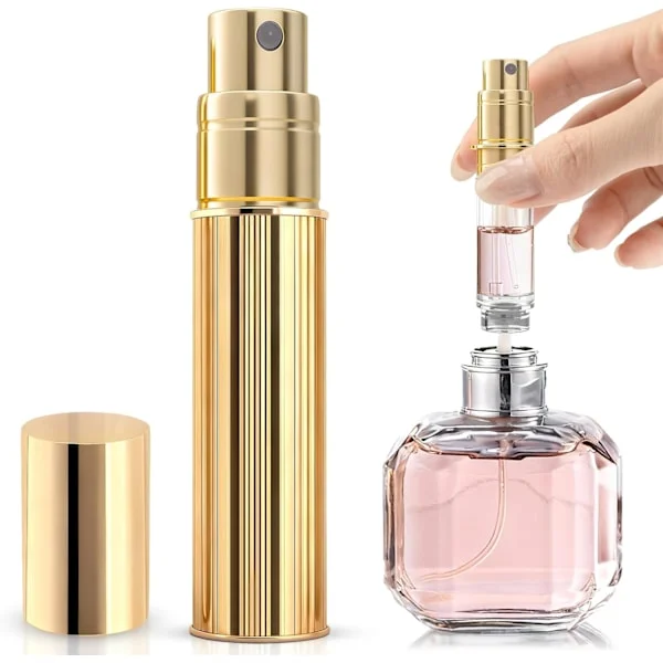 Travel Perfume Dispenser, Refillable, Leak-Proof and Easy to Refill Perfume Bottle, Unisex (Gold). gold