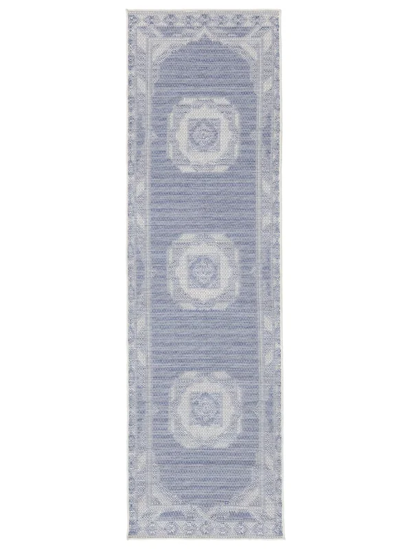 Safi Lavable 80X250 Pequeño Azul/Blanco Pasillo Alfombra
