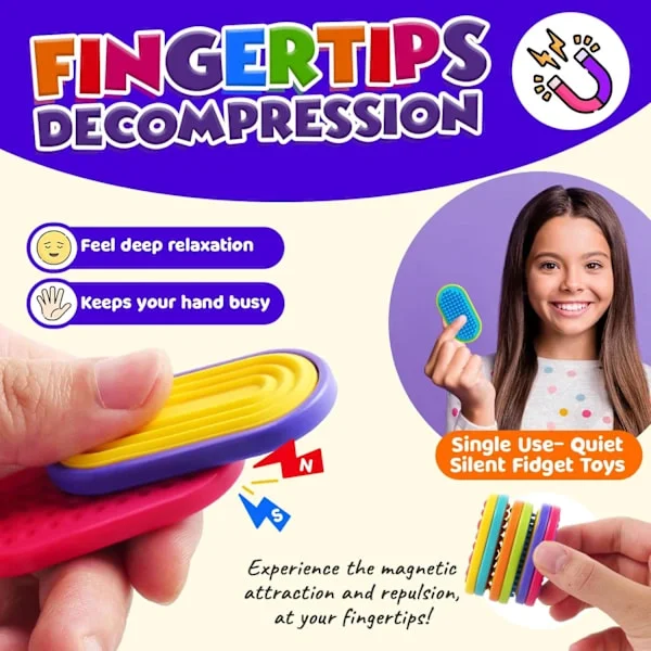 Sensoriska Fidget Magnetleksaker för barn: Magnetiska silikonslider Stress Fidgets för autism, ångestlindring Små fidgetleksaker för vuxna kontorsbord