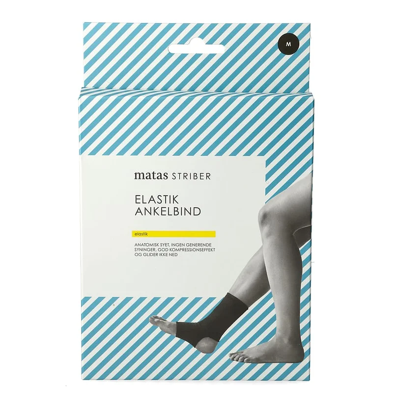Spar 20% • Køb 2, Matas Striber Elastik Ankelbind Sort 22-26 cm, Medicin & Pleje, Støttebind, Ankelstøtte