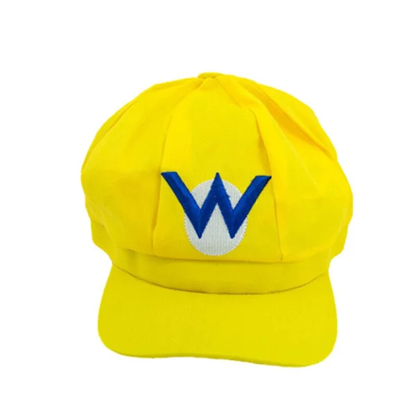 Super Mario Bros Luigi Hat Bogstavstrykt Cosplay Kostume Newsboy Kasket Baseballkasketter Til Voksen Waluigi Wario Odyssey Kasket -FM- Gul Gul