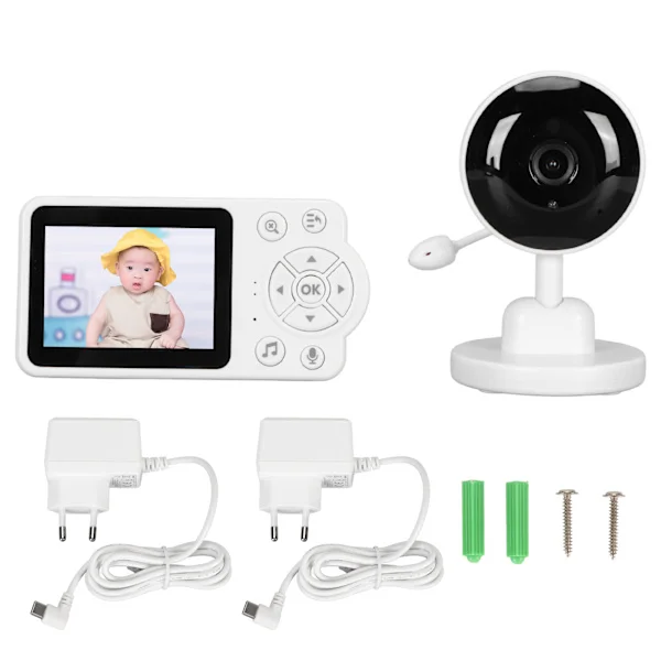 Babyalarm 2,8 tommer skærm Tovejs tale Lang rækkevidde 2,4G WiFi Video Babyalarm med bevægeligt kamera 100-240V EU-stik