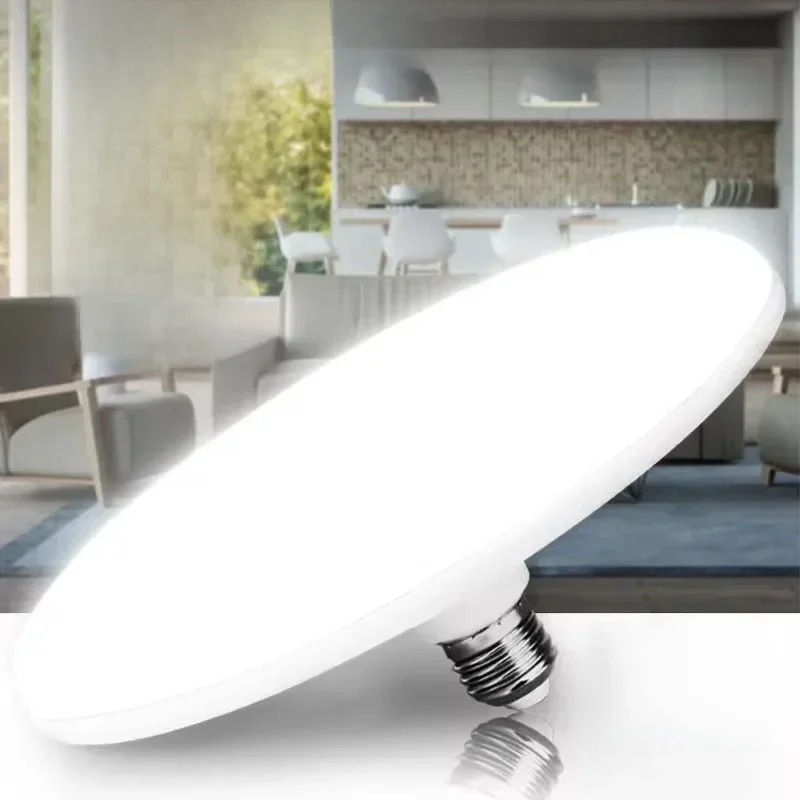 AliExpress - Ampoule LED Super brillante E27, 220V, 20W 30W 40W 60W 100W, UFO, éclairage d'intérieur blanc froid, lampes de Table, lumière de Garage