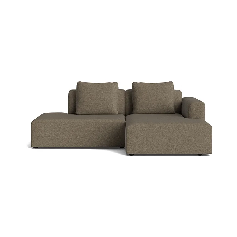Como lille chaiselong sofa, højrevendt - Aurora Brun - 226x155x83cm - Open End Sofa m. 2 Rygpuder - Komfortabel Chaiselong Sofa - Brun