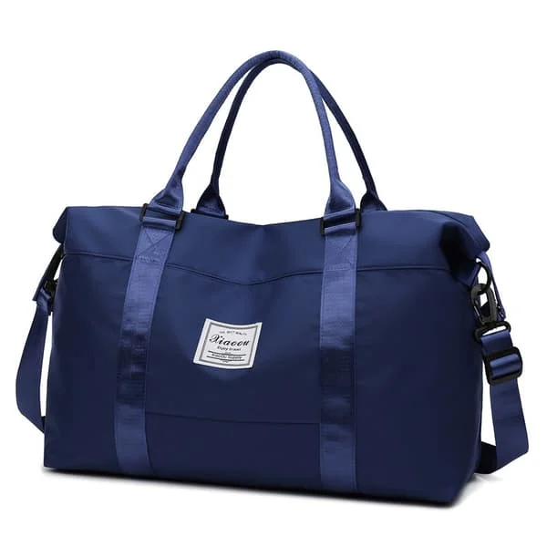 Travel bag, sports bag, gym bag, women's single shoulder bag for weekend trips, dry and wet compartment, large capacity Dark blue