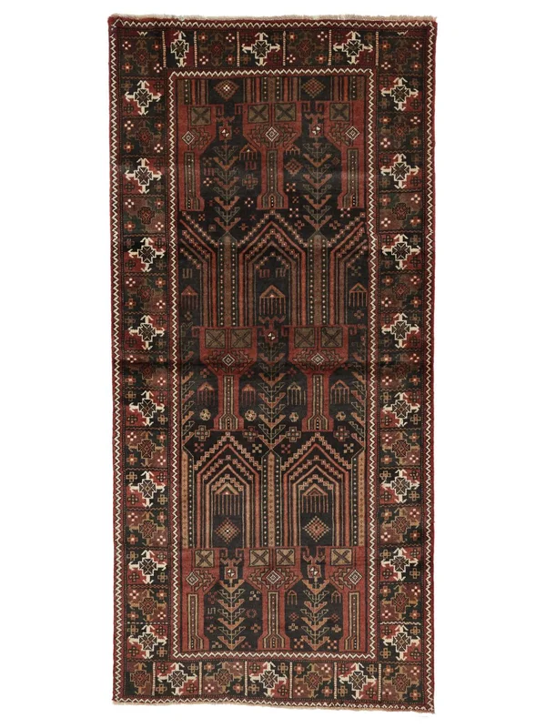 Oriental Kurdi Ghuchan Rug 110X237 Black/Brown (Wool, )