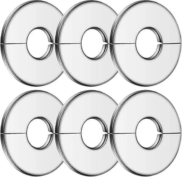 Stainless Steel Pipe Covers for Radiators, 34mm Silver Flange, Pipe Covers for Plumbing, Valve Pipe Covers, for Showers, Pipes, Faucets, Radiators