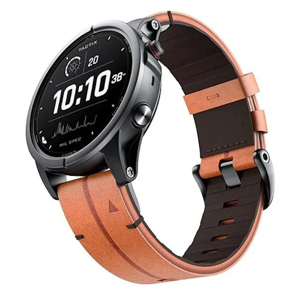 26mm Läder Klockarmband Kompatibelt med Garmin Fenix 8 51mm/7X/6X/5X - Snabbkoppling för Enkel Installation Brown