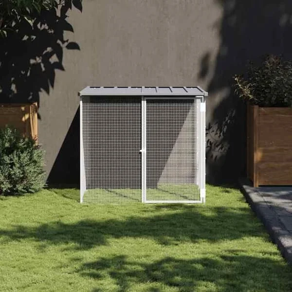 vidaXL Hönshus med ljusgrått tak 103x98x90 cm galvaniserat stål, hönshus, hönsgård, hönshus med hönsgård, 172338