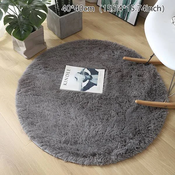 Pörröinen villamatto olohuoneen matto tekoturkis pyöreä matto lastenhuone harmaa 40*40cm harmaa