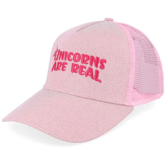 Unicorns - Rosa trucker Caps - Womens Ponytail Unicorns Are Real Sparkle Babypink @ Hatstore